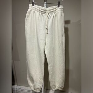 Zara women’s Cream BASIC PLUSH JOGGER PANTS NWT